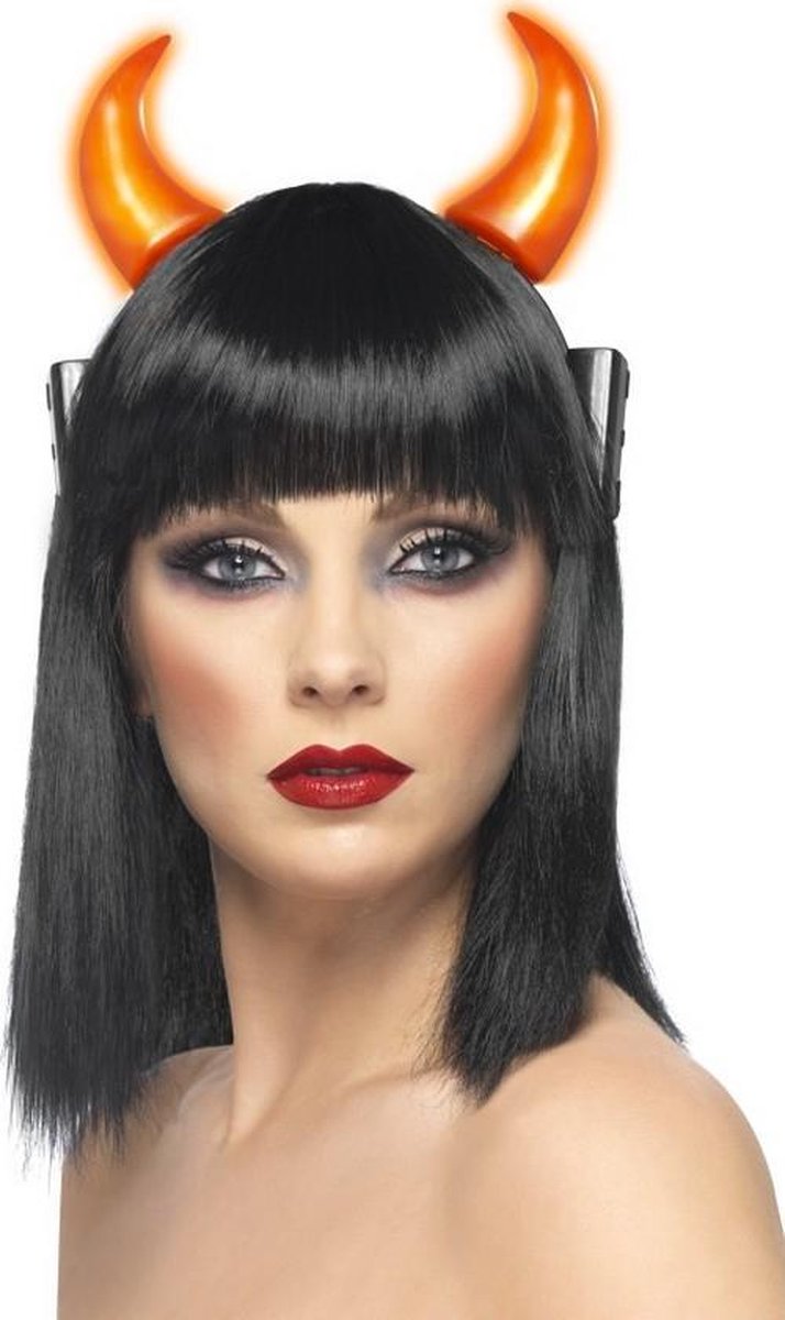 FIESTAS GUIRCA, S.L. - Oplichtende duivelshoorns voor volwassenen Halloween - Accessoires > Haar & hoofdbanden